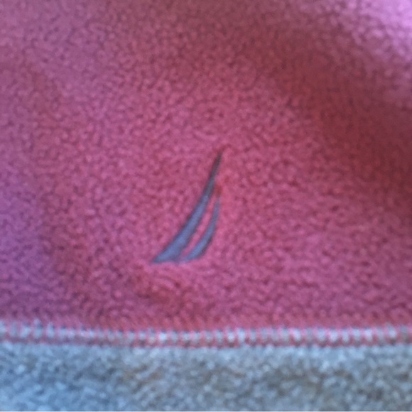 Nautica 1/4 Zip Pullover Jacket Sz Large Slim Fit Fleece Burgundy Color Block - Picture 5 of 10